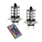 余氏光電汽車LED霧燈七彩 H4 27SMD 5050 RGB帶遙控 爆閃改裝燈