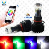 汽車led霧燈 大燈 七彩 APP RGBW H11 9005/6 H16高亮led防霧燈