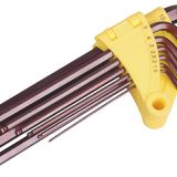 三力特超硬古銅色中長(zhǎng)加長(zhǎng)球頭梅花9件套S2球頭內(nèi)六角扳手套裝