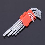 配套球頭內(nèi)六角扳手 鍍亞光加長球頭內(nèi)六角9件套裝內(nèi)六角批發(fā)