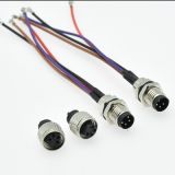 航空插頭法蘭座板前開孔帶線焊接-M8-4芯公座帶線