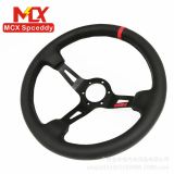 汽車改裝方向盤通用13寸330mm 賽車競技漂移深盤 真皮通用方向盤