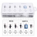 100PCS盒裝汽車卡扣盒裝100PCS組合套裝尼龍卡子保險(xiǎn)杠卡扣